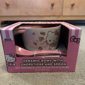 Hello Kitty *Apples & Cinnamon* Ceramic Ramen Bowl W/ Spoon & Chopsticks
